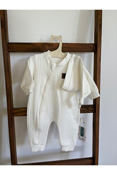 NATÜREL BEBE GİYİM UNİSEX FERMUARLI ŞAPKALI BEBEK TULUM