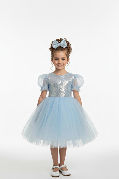 s.t. sebat tekstil فستان بناتي بأكمام بالون وتنورة توتو M00751