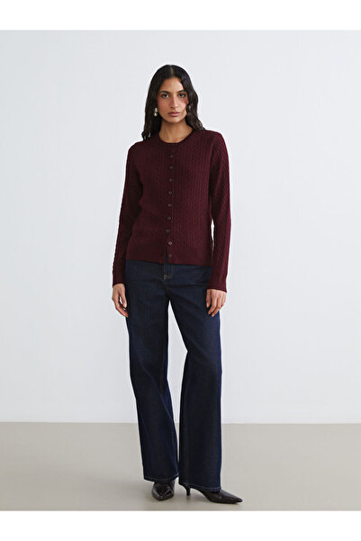 LC Waikiki Timeless Recommendations from Timeless Store | Crew Neck Self-Patterned Women's Knitwear Cardigan