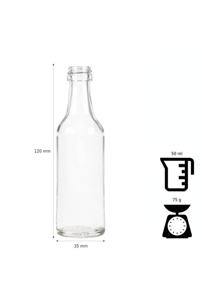 Roxero Set of 50 ml Miniature bottles with stopper - transparent glass for liquor, wine, wedding favors - 20 pcs