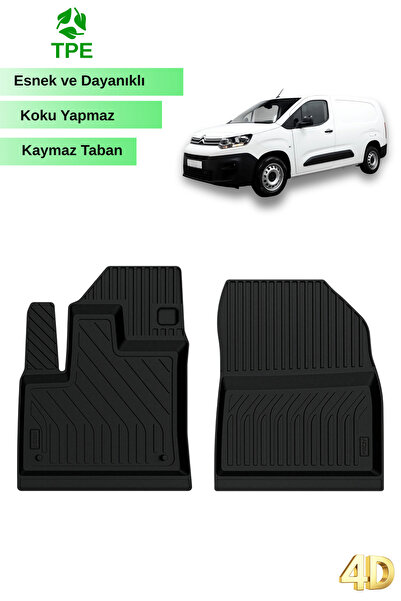 Hitaks Citroen Berlingo Panelvan 2019 Sonrası Uyumlu Oto Paspas Havuzlu 4D Ar...