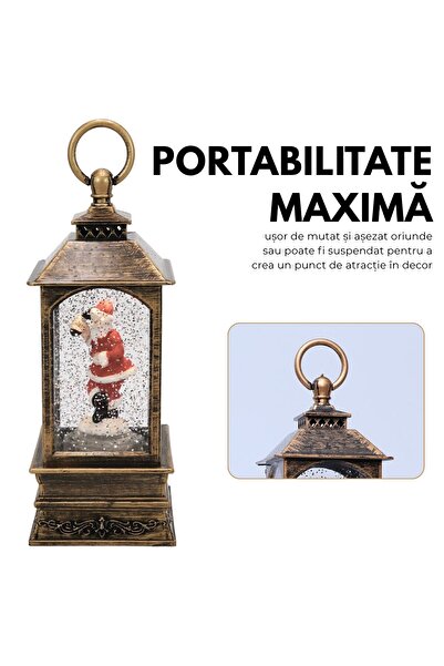 UNİBOX Santa Claus musical decorative lantern, warm LED, moving snow, 8x8x22cm