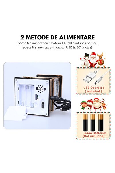 UNİBOX Santa Claus musical decorative lantern, warm LED, moving snow, 8x8x22cm