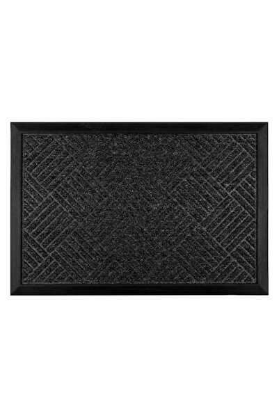 VENITIVO VINDEM CELOR INTELIGENTI VENITIVO® Non-slip Entrance Mat, Lines Pattern, Rectangular, Synthetic, 60×40×0.6 cm, Gray/Black