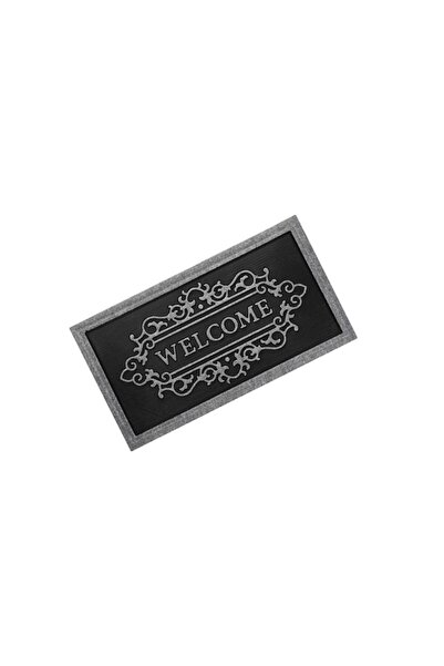 VENITIVO VINDEM CELOR INTELIGENTI VENITIVO entrance mat, non-slip rectangular, raised 'Welcome' message, 90x50x0.5 cm, gray/black