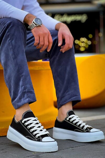 Lucy Shoes Yg-Cx3 Men's Casual Lace-Up Linen Short Sports Sneaker Shoes Kbt - Black