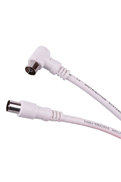 KlaussTech Cablu video RF, mufă albă cu unghi drept, 5 m.