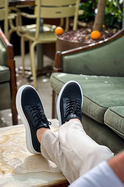 Lucy Shoes Yg116 Men's Casual Lace-Up Knitwear Sports Sneaker Shoes Tbt - Black