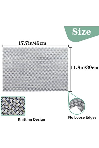 DELPI Anti-slip Plate Placemats, Textile, Heat Resistant, Washable, Set of 8, 30x45 cm, Blue/Gold