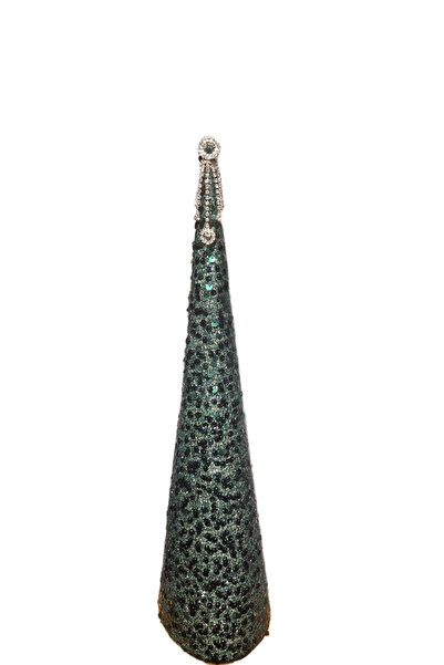 Handmade Decorative conical Christmas tree, special model, green, decorated with green sequins and stones, 45X12 cm