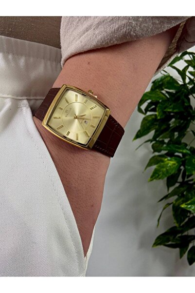 Arvens Vintage White Dial Brown Men's Wristwatch Stainless Leather Band Sturdy Steel Case Does Not Lose Color