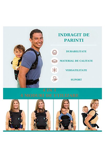 dalip Ergonomic Baby Carrier 4-in-1, 4 Positions, 6-36 months, 3.5-15 kg, Black