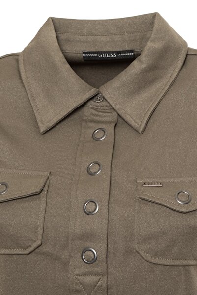 Guess Women's Polo T-Shirt, Slim Fit, Fern Green, Size L