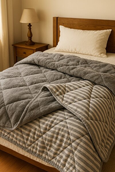 HİG HOME Single Double-Sided Welsoft & Satin Winter Quilt – Ultra Soft Fluffy Filling, Warm Comfort