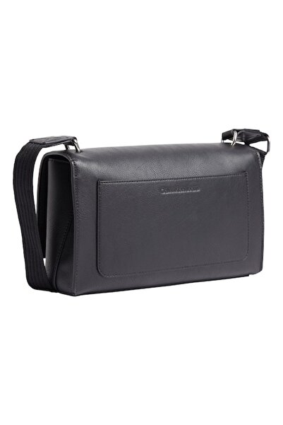 Calvin Klein Jeans - Faux leather shoulder bag with logo strap, Black