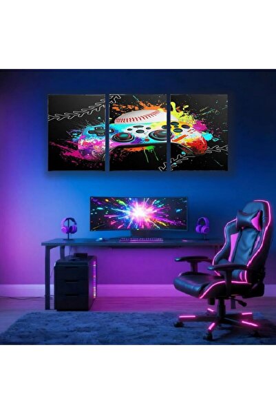 ALAYRA International مجموعة من 3 لوحات فنية جدارية مؤطرة لألعاب الفيديو وكرة ...
