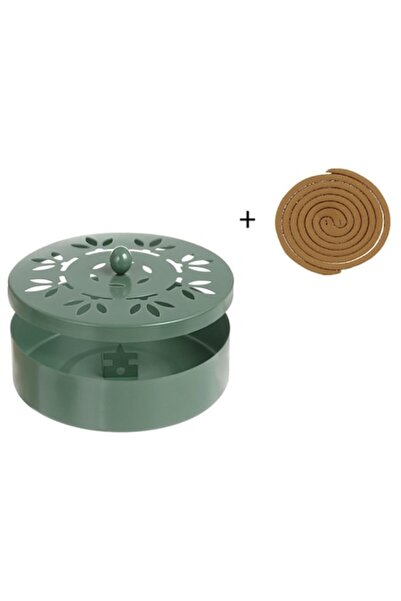 VENITIVO VINDEM CELOR INTELIGENTI VENITIVO metal holder for mosquito coils with 2 coils, ash tray, green, round, 14.5 x 4 cm