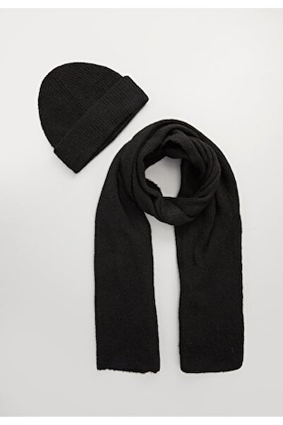 Vero Moda - Women's hat and scarf set, Black, One Size