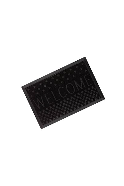 VENITIVO VINDEM CELOR INTELIGENTI VENITIVO Entrance Mat, Non-slip Rectangular, Embossed "Welcome", 60x40x0.5 cm, Black
