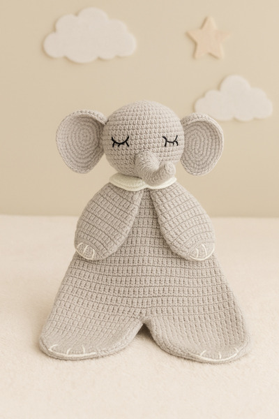 Banvela Handmade Amigurumi Fil Uyku Arkadaşı –El Örgüsü Bebek Comforter %100 ...