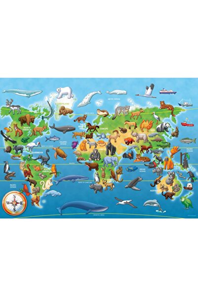 RAVENSBURGER - Puzzle mare de podea harta animale 60 piese
