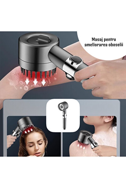 OEM Cap de dus portabil cu presiune mare si filtru + perie de toaleta tip rata portocalie din silicon