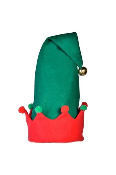 VENITIVO VINDEM CELOR INTELIGENTI Christmas Hat with Pompom and Bell, VENITIVO, 43 cm, Polyester, Green/Red