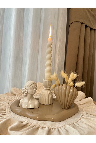 Sadi S Light Minimal dekoratif kız, istiridye vazo takımı, yılbaşı, sevgili vazo, tepsili vazo seti