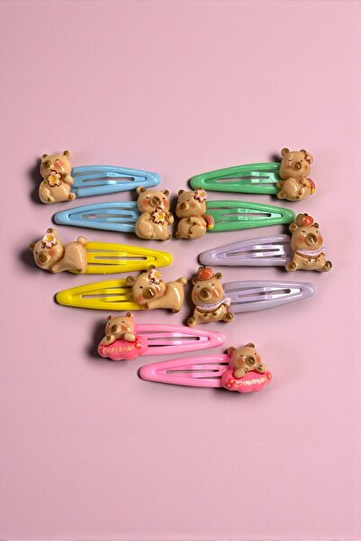 VERA HOUSE Capybara pattern colorful snap hair clips 5 pairs 10 pieces - capy...