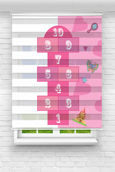 Perdecizade (ENXBOY)PEMBE SEKSEK DİJİTAL BASKILI ZEBRA PERDE-COCUK ODASI-STOR...