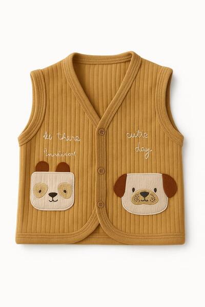 Onouqo Mini Dostlar Cotton Animal Figured 0-3 Months Baby Vest - Unisex - Soft Textured -