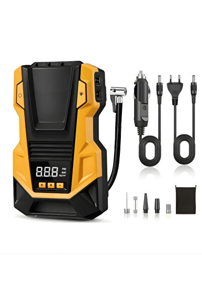 Brawi Priz + Araç Çakmaklı Çift Kullanımlı Lastik Şişirme Kompresörü TAŞINABİLİR PORTATİF