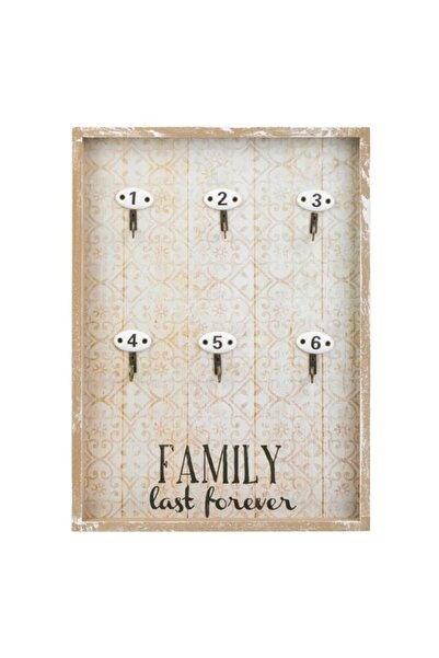 VENITIVO VINDEM CELOR INTELIGENTI Brushed Family Wooden Key Holder VENITIVO, 6 Hooks, 26x35 cm, Brown Brushed