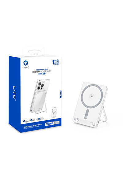 Lito LP03 15W Ultra AI 5'i 1 Arada 5000 Mah Manyetik Power Bank, Ayna