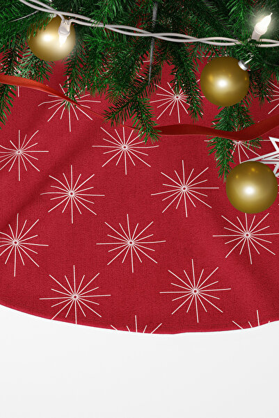 EsnafAli Husă pentru copac de pin strălucitoare, roșu și alb