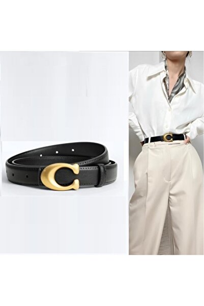 LA'FESTİN Hakiki Deri Gold Toka Kadın Kemeri Pantolon Kemeri, Gömlek Kemeri