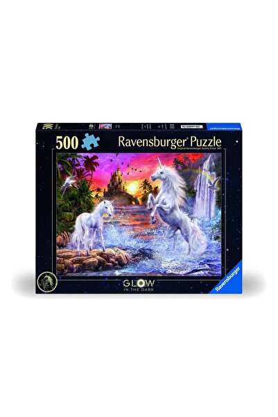 RAVENSBURGER - Puzzle unicorni la rau 500 piese care lumineaza in intuneric d...