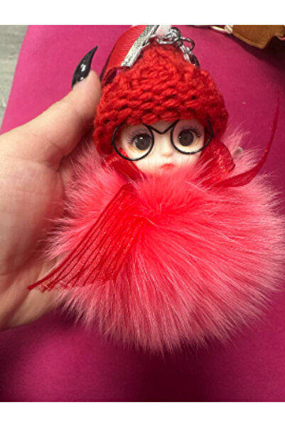 TChic حلية حقيبة على شكل فتاة صغيرة مع نظارات من القطيفة/سلسلة مفاتيح