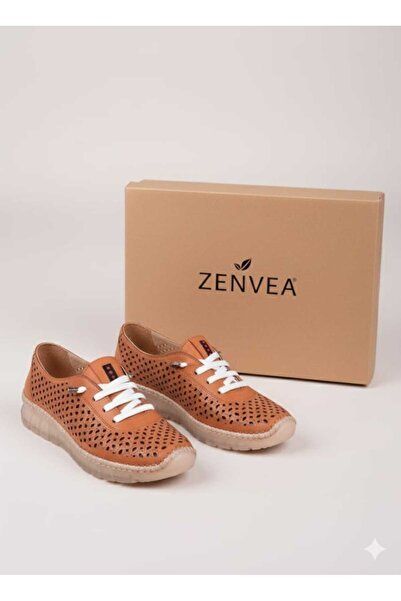 Zenvea حذاء جلد طبيعي للنساء من الجلد الطبيعي باللون البني DP62-8004