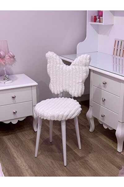 Masal Home White Kelebek Makyaj Sandalyesi