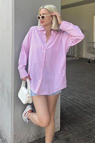 ELBA STİL Striped over Fit Shirt Mg1525