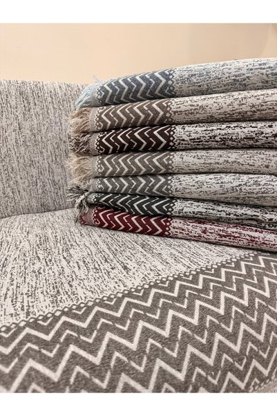 montanahome Seat Cover Luxurious Cotton Zigzag Pattern Non-Slip Double-Sided Fringed Decorative Daily Use