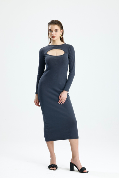 let s shine Low-Cut Combed Cotton Long Dress