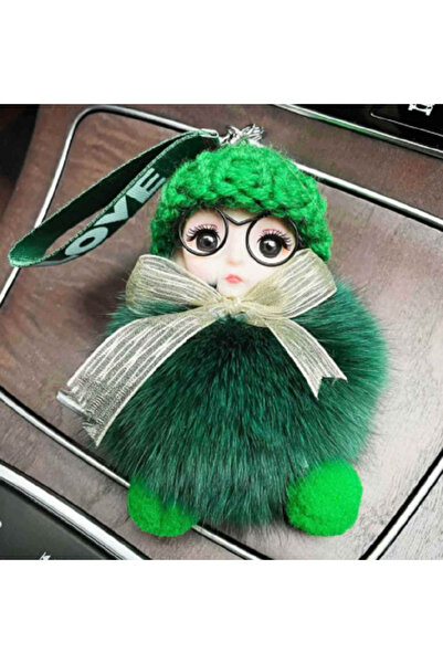 TChic حلية حقيبة على شكل فتاة صغيرة مع نظارات من القطيفة/سلسلة مفاتيح