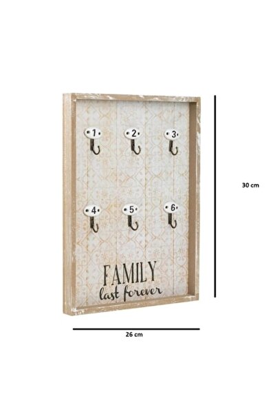 VENITIVO VINDEM CELOR INTELIGENTI Brushed Family Wooden Key Holder VENITIVO, 6 Hooks, 26x35 cm, Brown Brushed