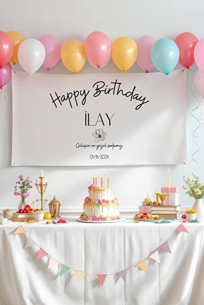 Puppetzzz Kişiye Özel Büyük Ebat İyi Ki Doğdun Doğum Günü Flaması Duvar Örtüs...