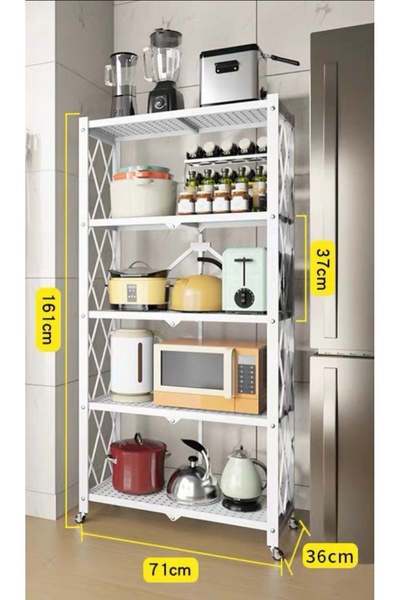 Alwan antiques and frames 5-Tier Foldable Metal Storage Shelves, Height 161 cm, Width 71 cm, Depth 34 cm