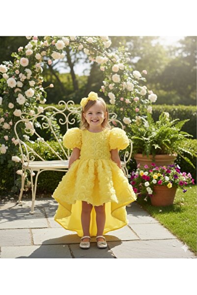 Mirace Styl Rochie de seară pentru copii cu coadă de trandafir 3D, pentru org...