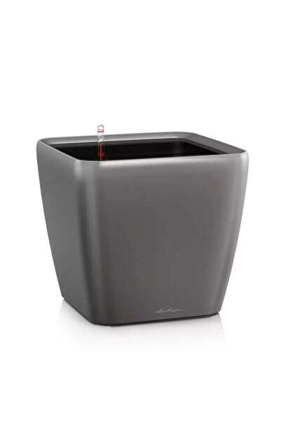 Lechuza Quadro Premium 21 LS Self-Watering Planter, 4 L, Metallic Grey