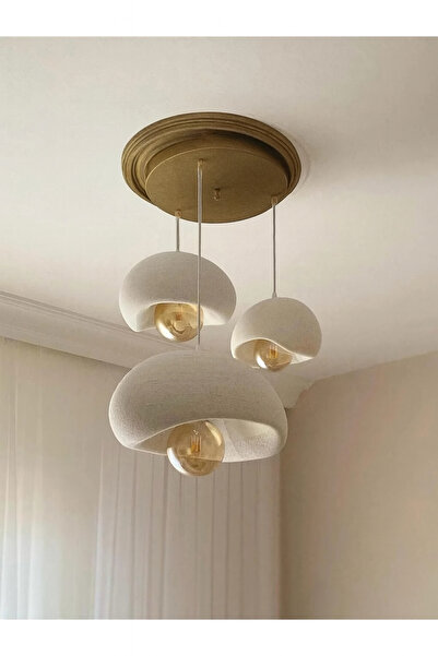 Limon 3D Desing 3 Lü Sarkıt Antrasit Avize Rustik 20-30-40 E27 Modern Avize Bohem Beton Görünüm (AMPUL HEDİYEDİR.!)